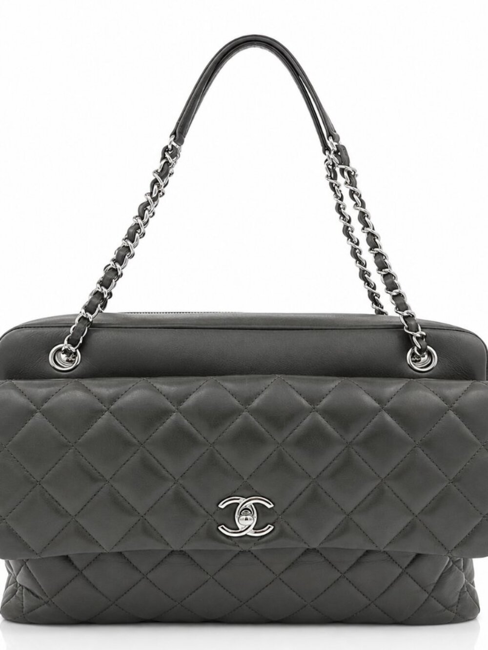 Chanel Quilted CC Bowler Bag – Black Lambskin (Pre-Owned)